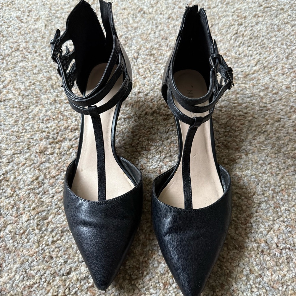 Nine West Black T-Strap Heels